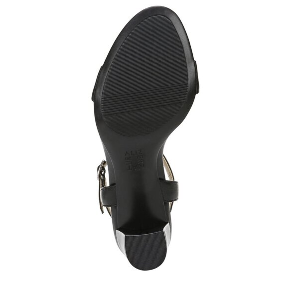 NWT Naturalizer Bristol Ankle Strap Chunky Block Heel Sandal Black Smooth 7M - Picture 4 of 16